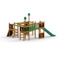 wooden playground for children with forest decor